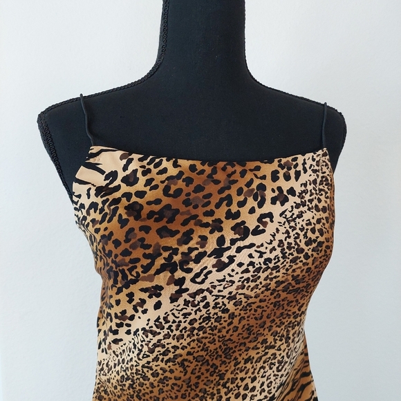 Vintage Byer Too Animal Print Side Slit y2k Mini Dress Size Large - Picture 5 of 12